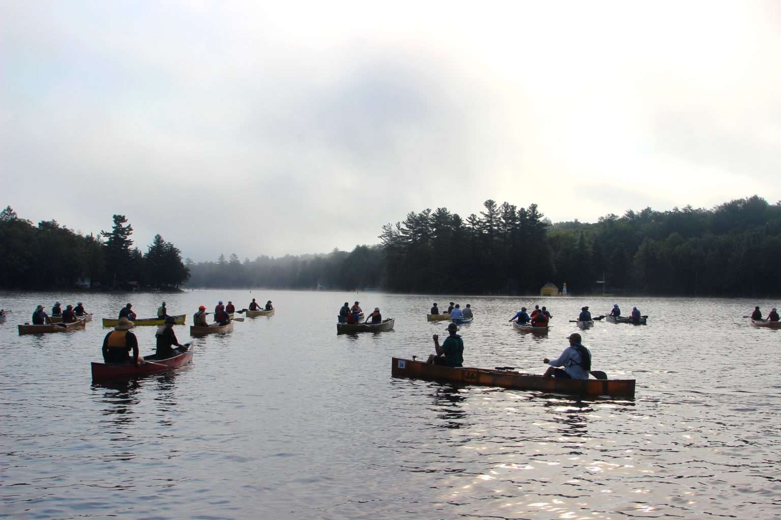 A misty start to this year's 90Miler canoe race