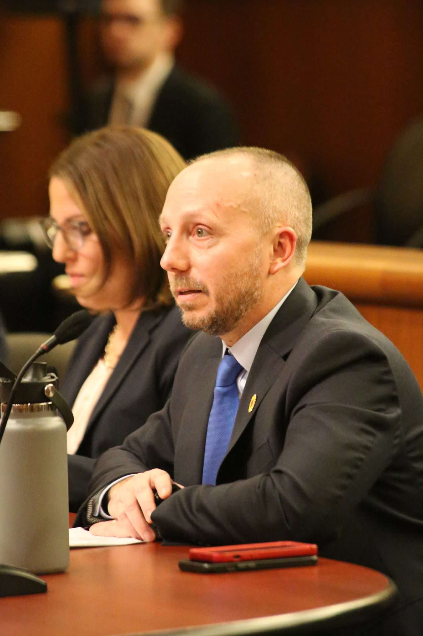 Basil Seggos, commissioner of the state Department of Environmental Conservation, testifies during a joint budget hearing on Feb. 14 in the New York State Capitol in Albany.