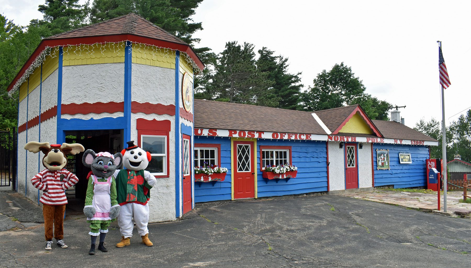 costumed characters at santa's workshop