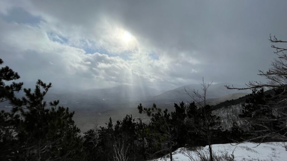 The clouds part, briefly, over Whiteface and environs.