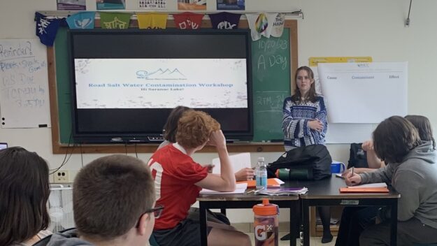 Annabel Gregg meeting with Adirondack high schoolers as part of a new initiative by her nonprofit. Photo provided by Annabel Gregg