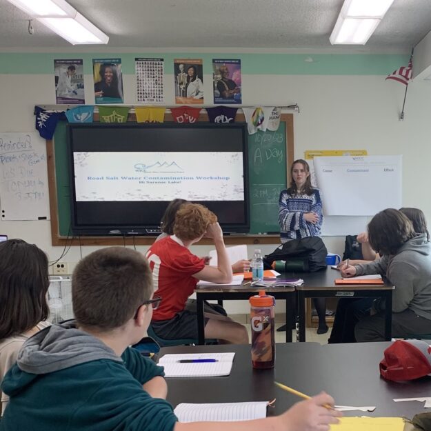 Annabel Gregg meeting with Adirondack high schoolers as part of a new initiative by her nonprofit. Photo provided by Annabel Gregg