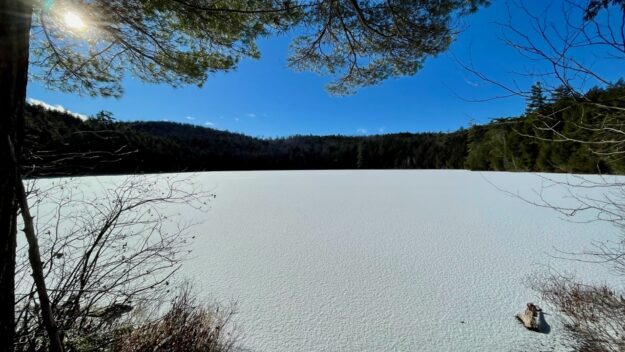 Chalis Pond with a frosting of snow.