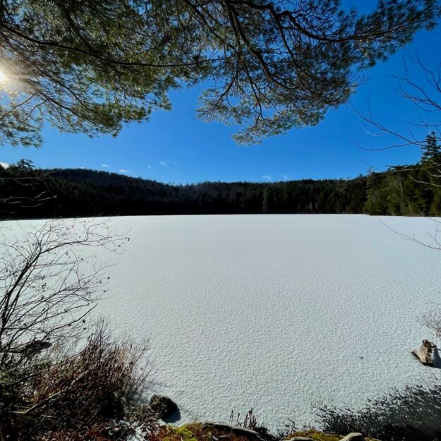 Chalis Pond with a frosting of snow.