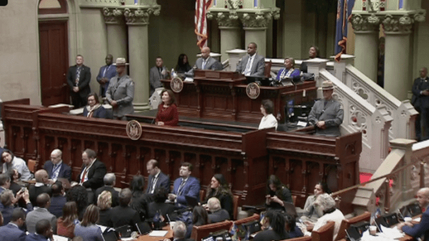 Gov. Kathy Hochul delivers her 2024 State of the State address in Albany.