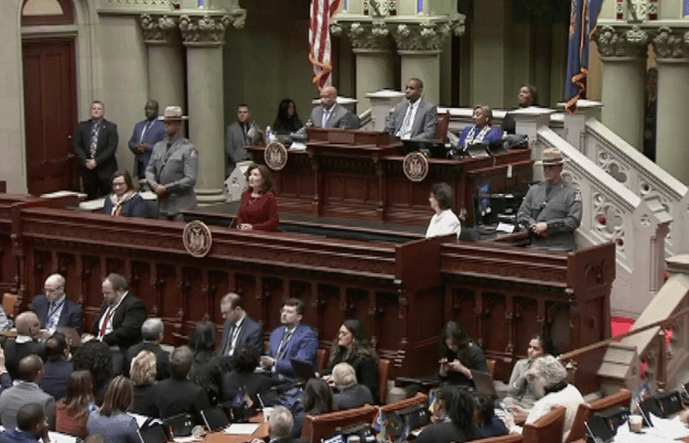 Gov. Kathy Hochul delivers her 2024 State of the State address in Albany.