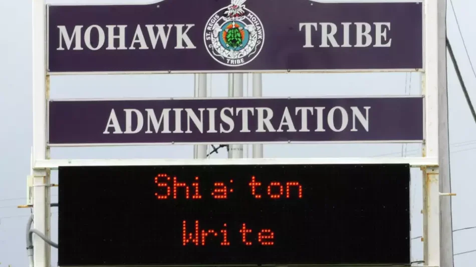 The St. Regis Mohawk Tribe's administration office on the Akwesasne Reservation in Hogansburgh, N.Y. The tribe has reached a settlement with Monsanto in a years-long toxic pollution lawsuit, but the terms remain confidential.(Lori Van Buren / Times Union)