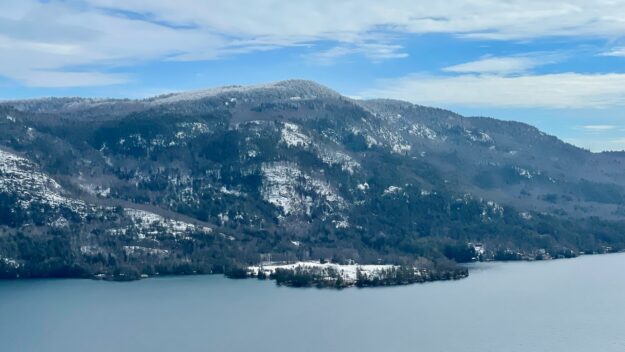 view from terzian woodlot trail of lake george