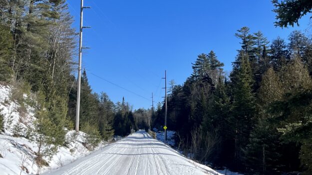 The Adirondack Rail Trail on a clear winter day.