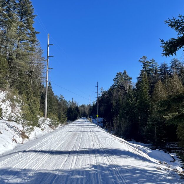 The Adirondack Rail Trail on a clear winter day.