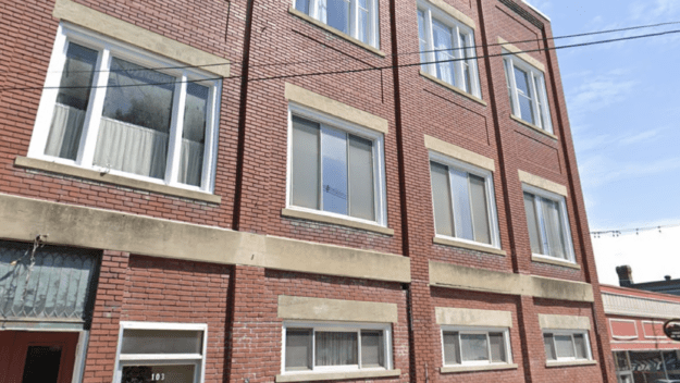 three story brick building that's owned by the knights of columbus in Ticonderoga