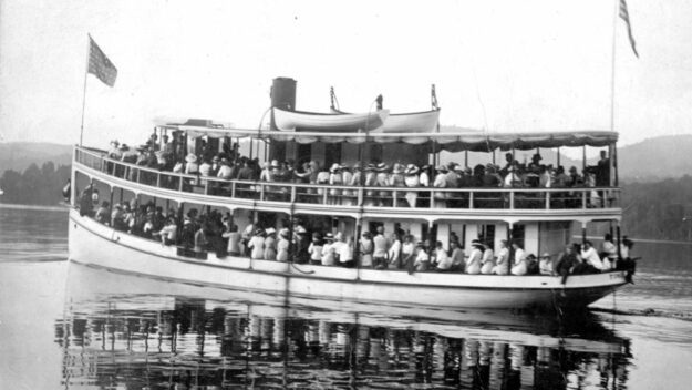 The Tuscarora sailing on a Blue Mountain Lake outing.