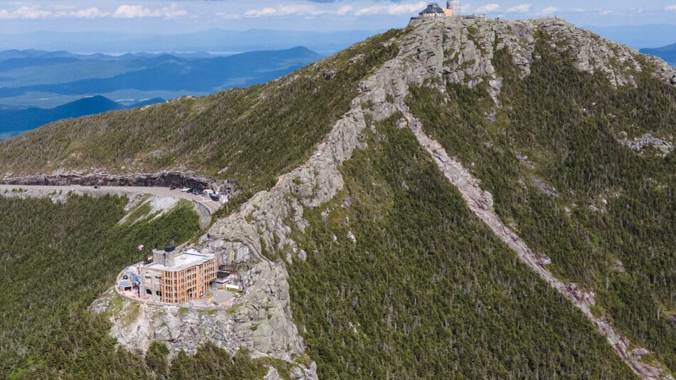 aerial shot of castle on whiteface mountain