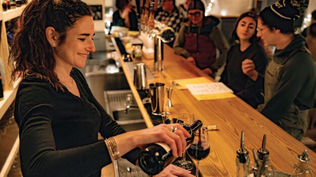 woman tending bar