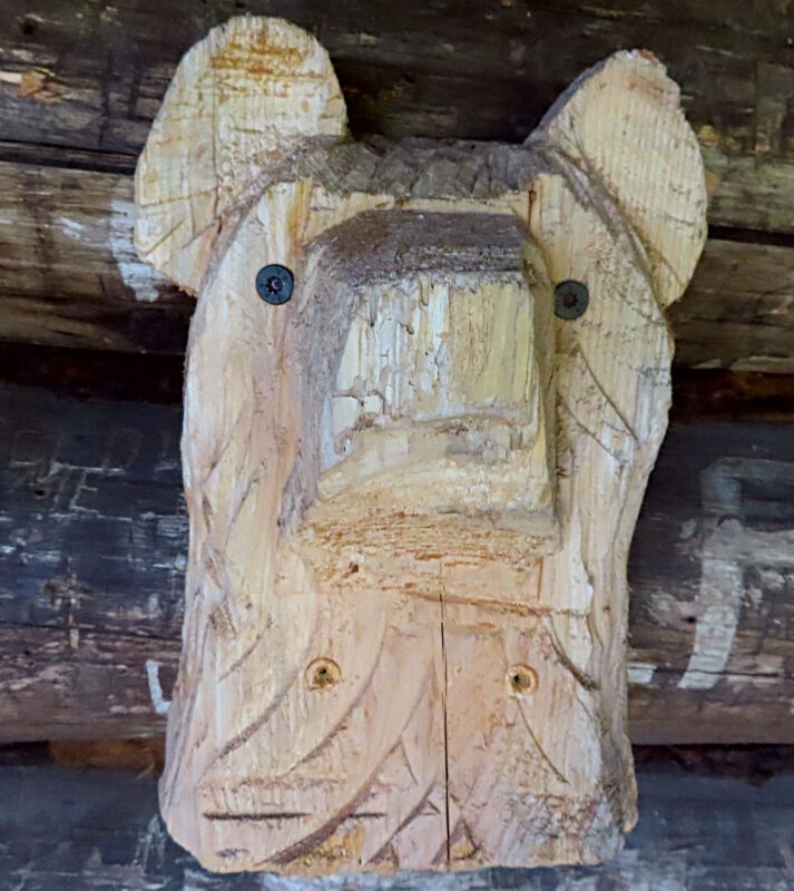 wooden carved bear face