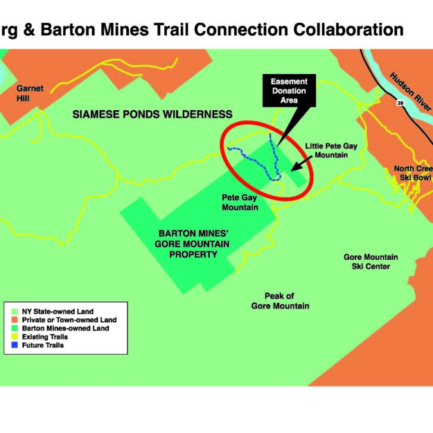 A map of the Gore Mountain area and easement donated by Barton Mines.