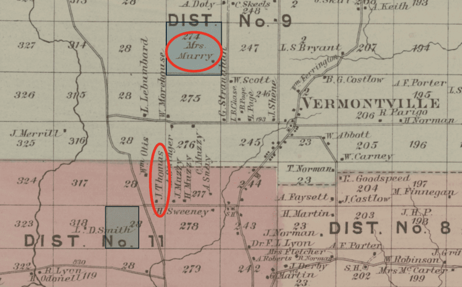 historic map showing the murry property