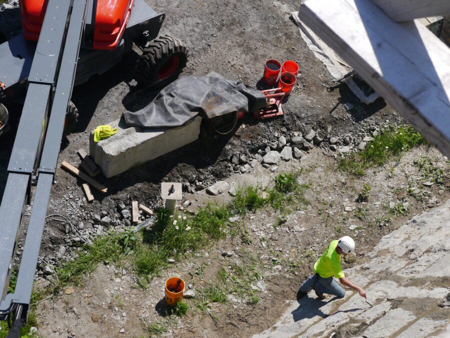 view from above of dam work