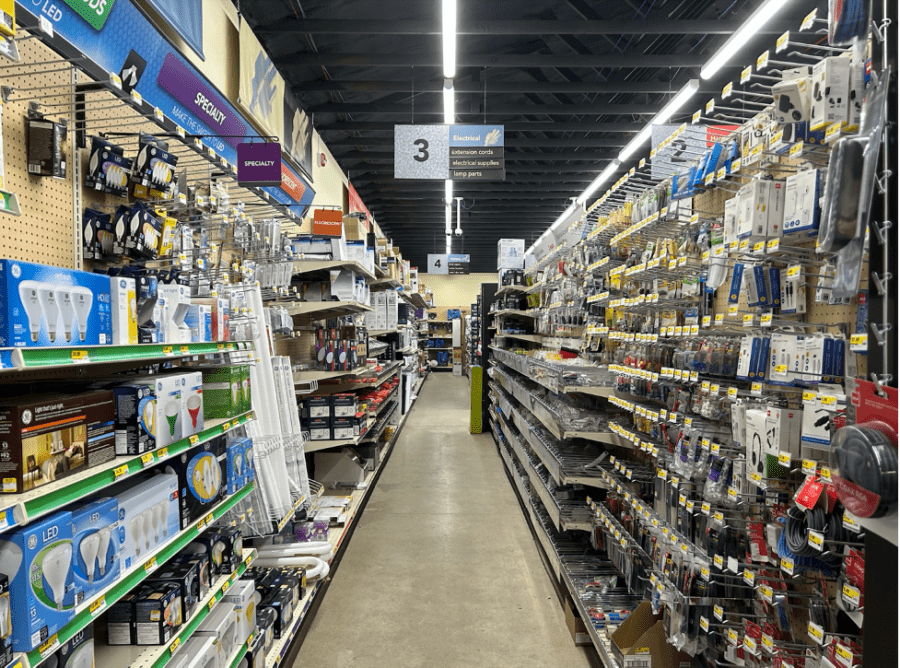 an aisle of a general store