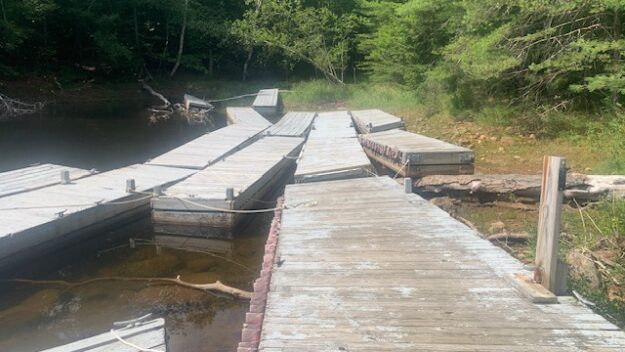 Docks stored in Norman's Cove on Indian Lake this summer.