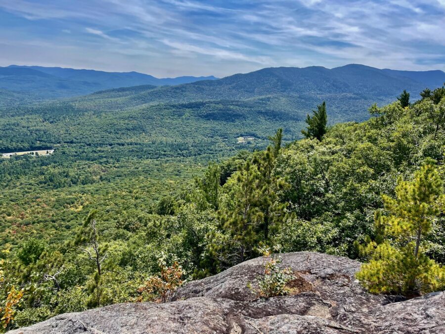 The Sentinels and behind them the Hurricane Wilderness from Flume Knob.