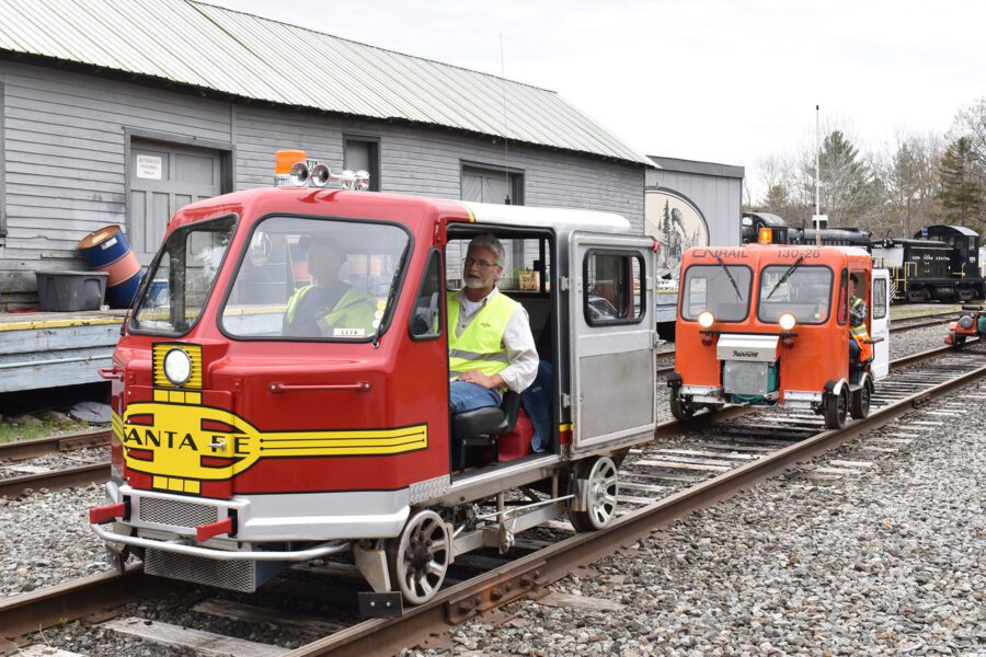 Small red rail car