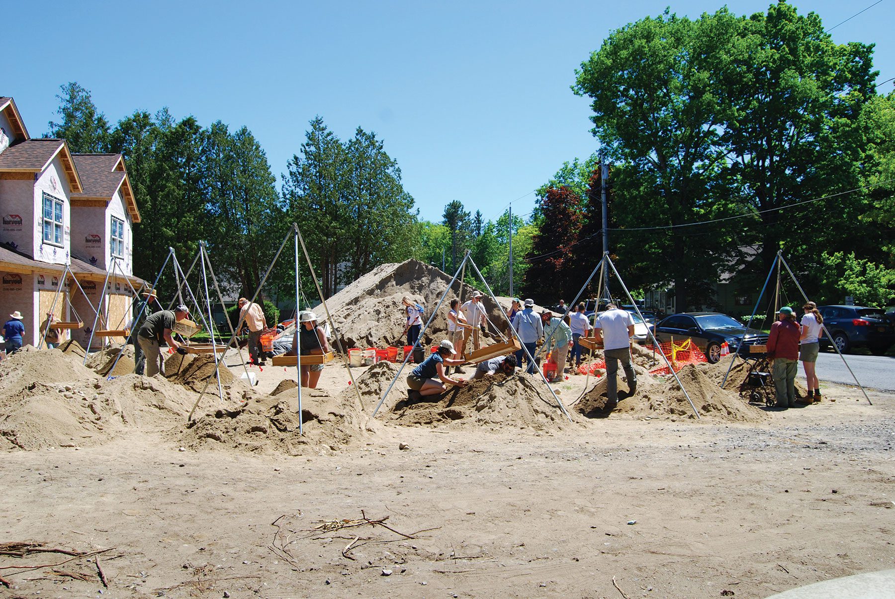 Researchers at a dig site looking for remains in lake george