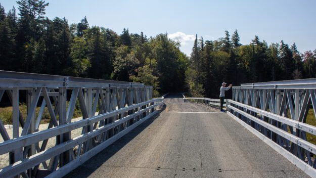 A metal bridge in Newcomb