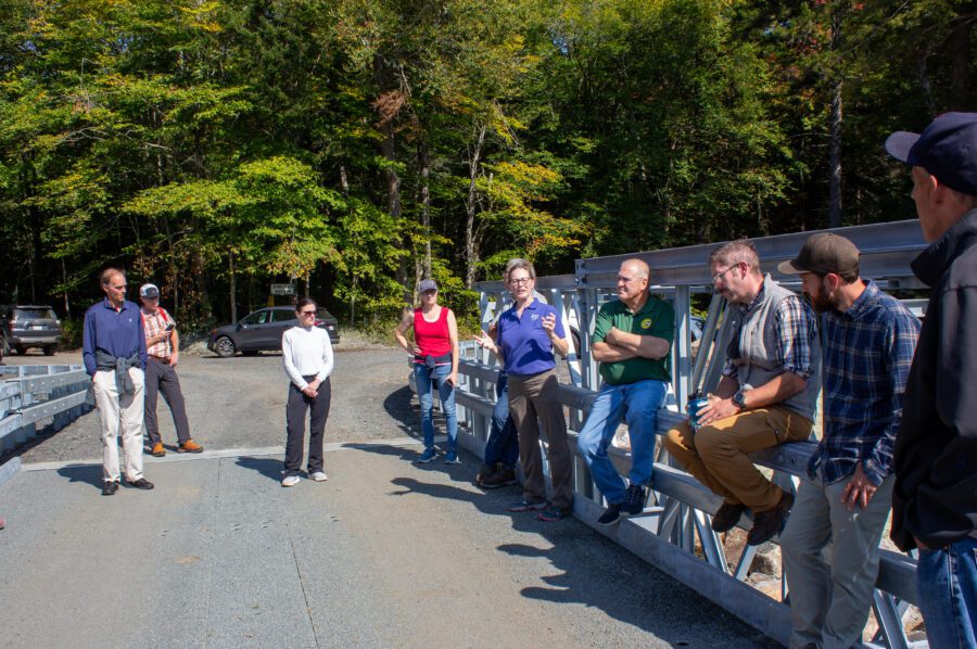 A professor explains storm resilience to members of the Adirondack Park Agency